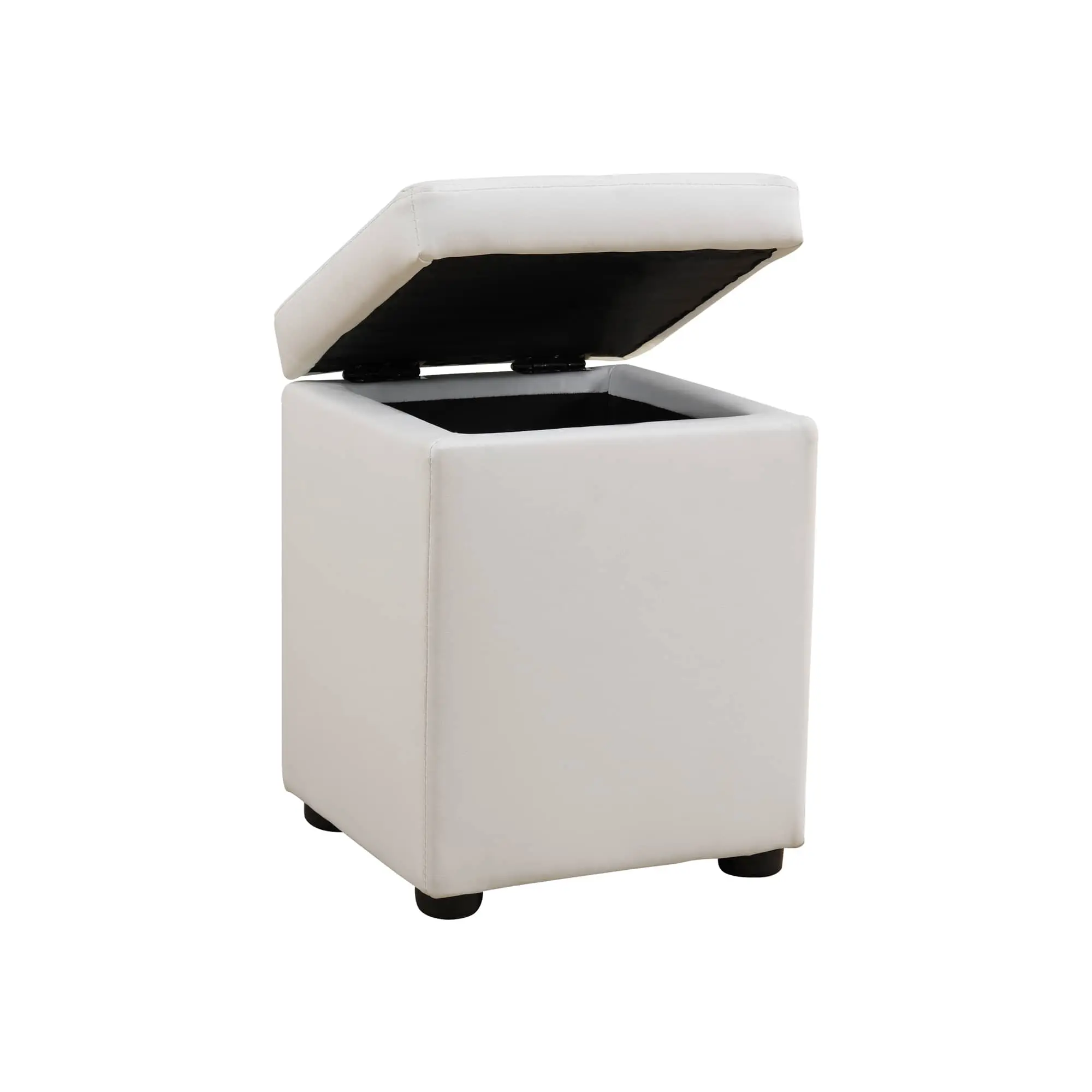 Pure White Cat-Scratch Leather Living room Square Short Stool, breathable, mould-resistant, non-discoloring, non-creasing, non-cracking, wear-resistant, scratch-resistant,non-delaminating, solid wood frame