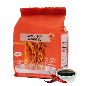 Spicy Soy Instant Ramen Noodles, Restaurant Style, 11g Protein, Vegan, Bold Umami Chili Sauce, 4 Pack