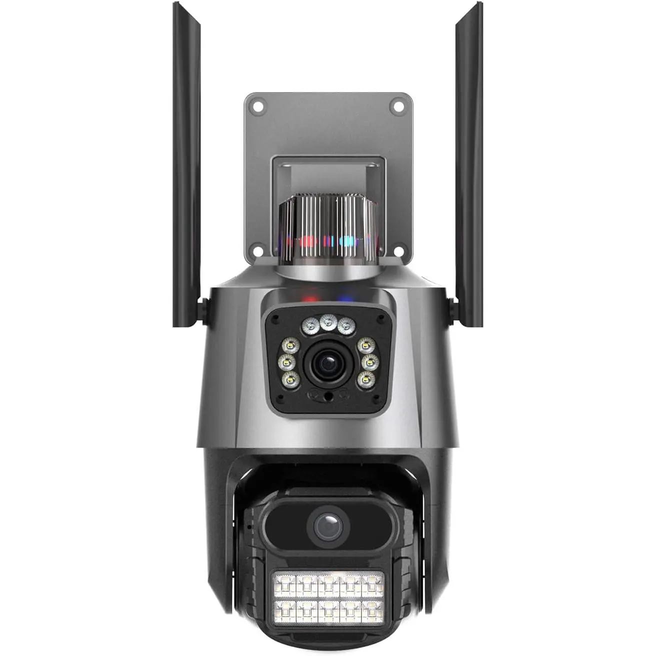 WIFI Camera Security 3K 6MP Dual Lens Wireless PTZ Waterproof Human Detection CCTV with Warning Flashing Light, Alexa Supported for Home(Dual Lens Black 6MP)