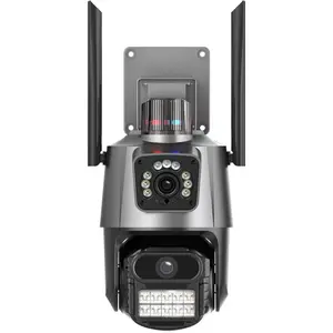 WIFI Camera Security 3K 6MP Dual Lens Wireless PTZ Waterproof Human Detection CCTV with Warning Flashing Light, Alexa Supported for Home(Dual Lens Black 6MP)