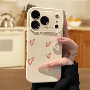 A mobile phone case with a heart-shaped design, made of TPU and acrylic lenses, offers a skin-friendly feel, suitable for iPhone 17/16/15/14/13/12 PRO AIR PROMAX, making it an ideal gift for friends, family, or couples, DSCFYT1