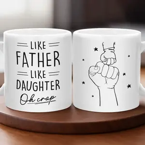 Judywin Talk - Like Father Like Daughter 11oz Reusable Coffee Mug - Washable Ceramic, Funny Design for Dad, Father Papa, Humorous Ideal Gift for Multiple Beverages - Cup, Drinkware Pawfect House