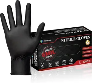 PROMEDIX P Heavy Duty 6mil Nitrile Gloves 100 Count Black Disposable Latex Free Powder Free for Industrial Auto Repair Food Processing Gardening Salon