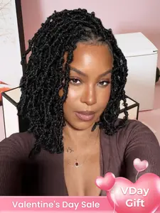 Premium Short Passion Twist Braided Wig, Lace Realistic Scalp Wig, High Bun & Down Style 2-In-1 Design, Natural Look Hairpiece, Synthetic Curly Wigs