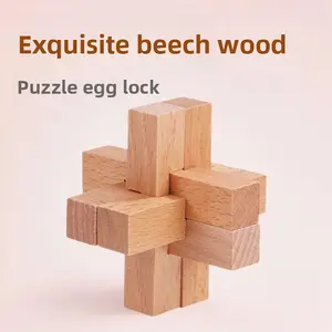 Children's Educational Gift Mortise and Tenon Kongming Lock Luban Lock Full Set Wooden Age Set Gift Toy Large Retro
