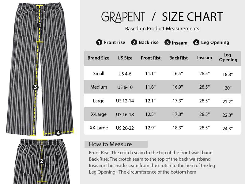 GRAPENT Women's Linen-Cotton Blend Wide Leg Striped High-Waisted Pull-On Elastic Drawcord Pants, Casual Wear for Summer Beach Vacation