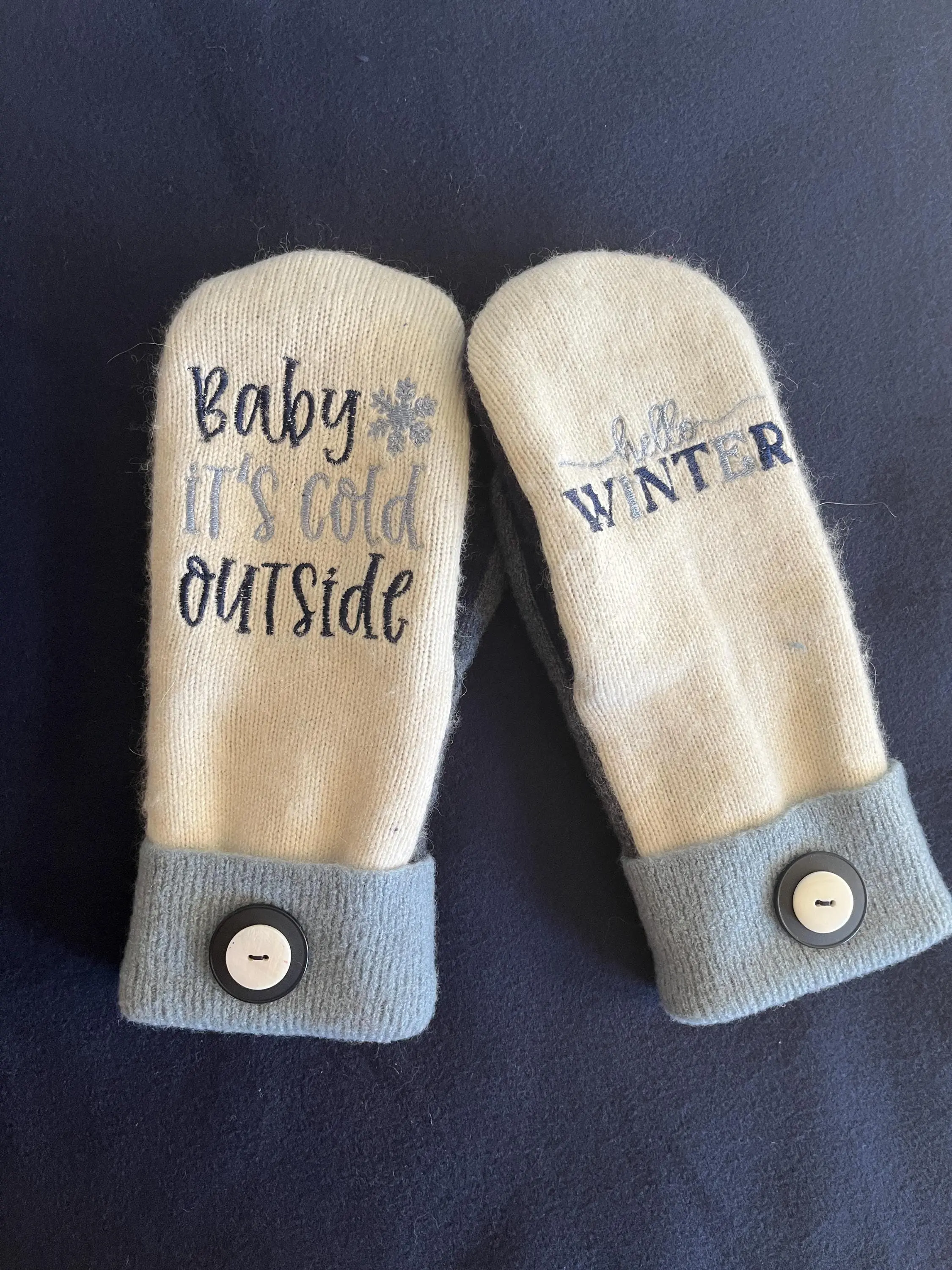Winter felted wool sweater mittens