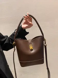 New Trendy Genuine Leather Vintage High-End Fashionable Bucket Bag Shoulder Crossbody Multi-Purpose Bag for Women