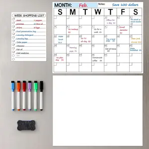 Dry Erase  Calendar for Refrigerator, 3 Pack- Monthly & Blank & Daily Planner  Whiteboard for Fridge Wall - Shopping, Meal/Menu, , Family Schedule Planning Board (10HB-RIKO3)