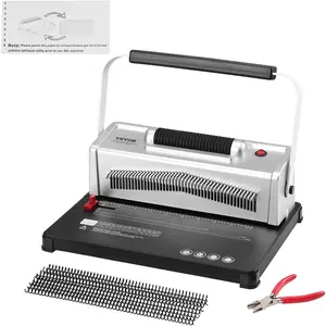 VEVOR Coil Spiral Binding Machine, Manual Book Maker with Electric Binding, 46-Holes Binding 500 Sheets Punch Binder, with 100pcs 5/16'' Coil Binding Spines, for Letter Size, A4, A5