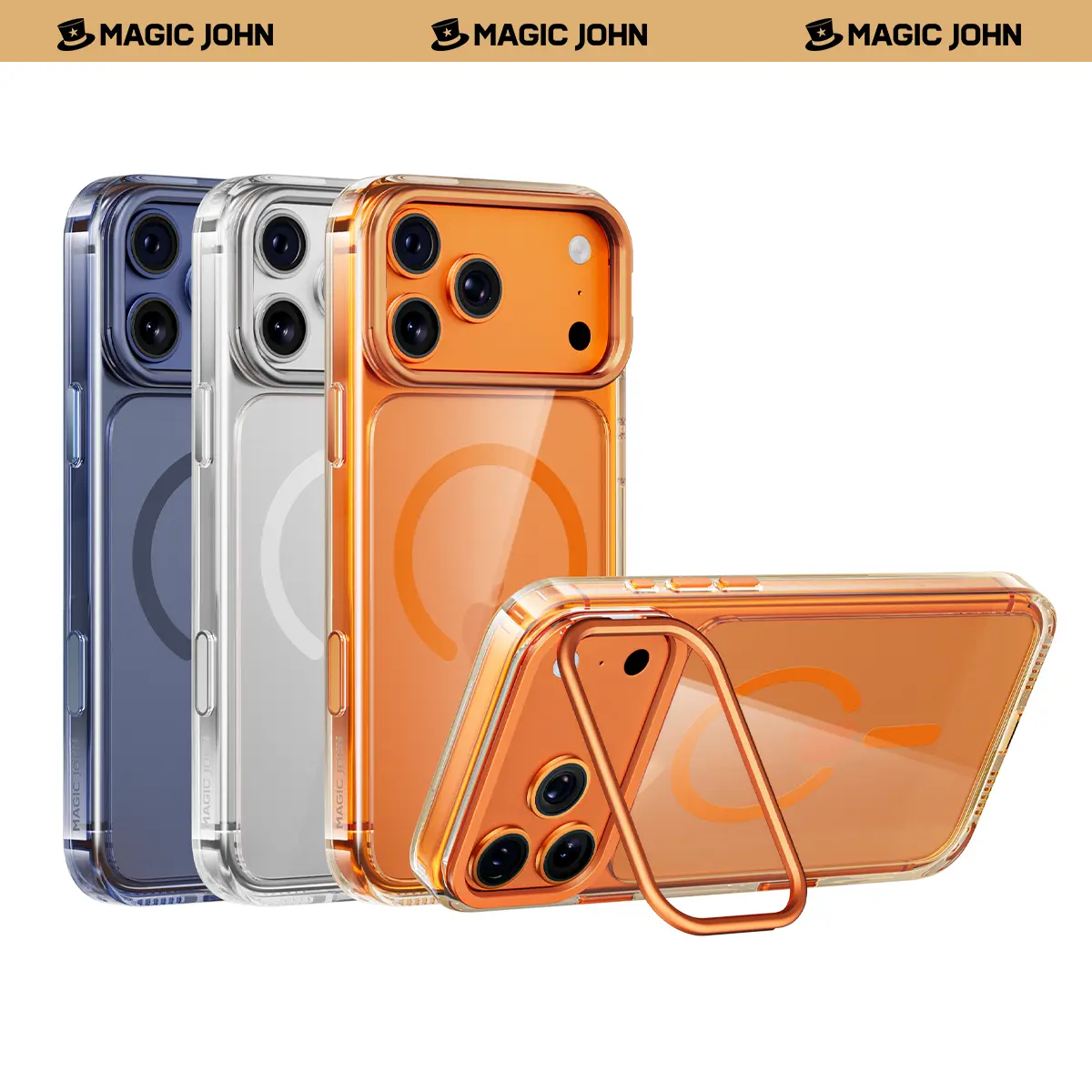 MAGICJOHN Smartphone Casing for iPhone 17/17 Air/16/15 Pro Max - Handheld Multi-Angle Adjustable Lens Kickstand, Raised Camera Protection for Wireless Devices,back to school,back to school haul