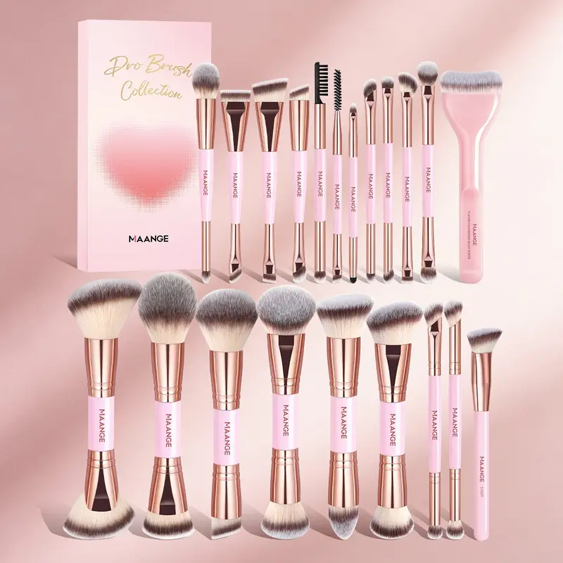MAANGE 21-Piece Professional Makeup Brush Set with Storage Box, with Metal Handle Design, Essential Beauty Tools with Face and Eye Brushes for Blending and Everyday Makeup, Makeup Brush Kit