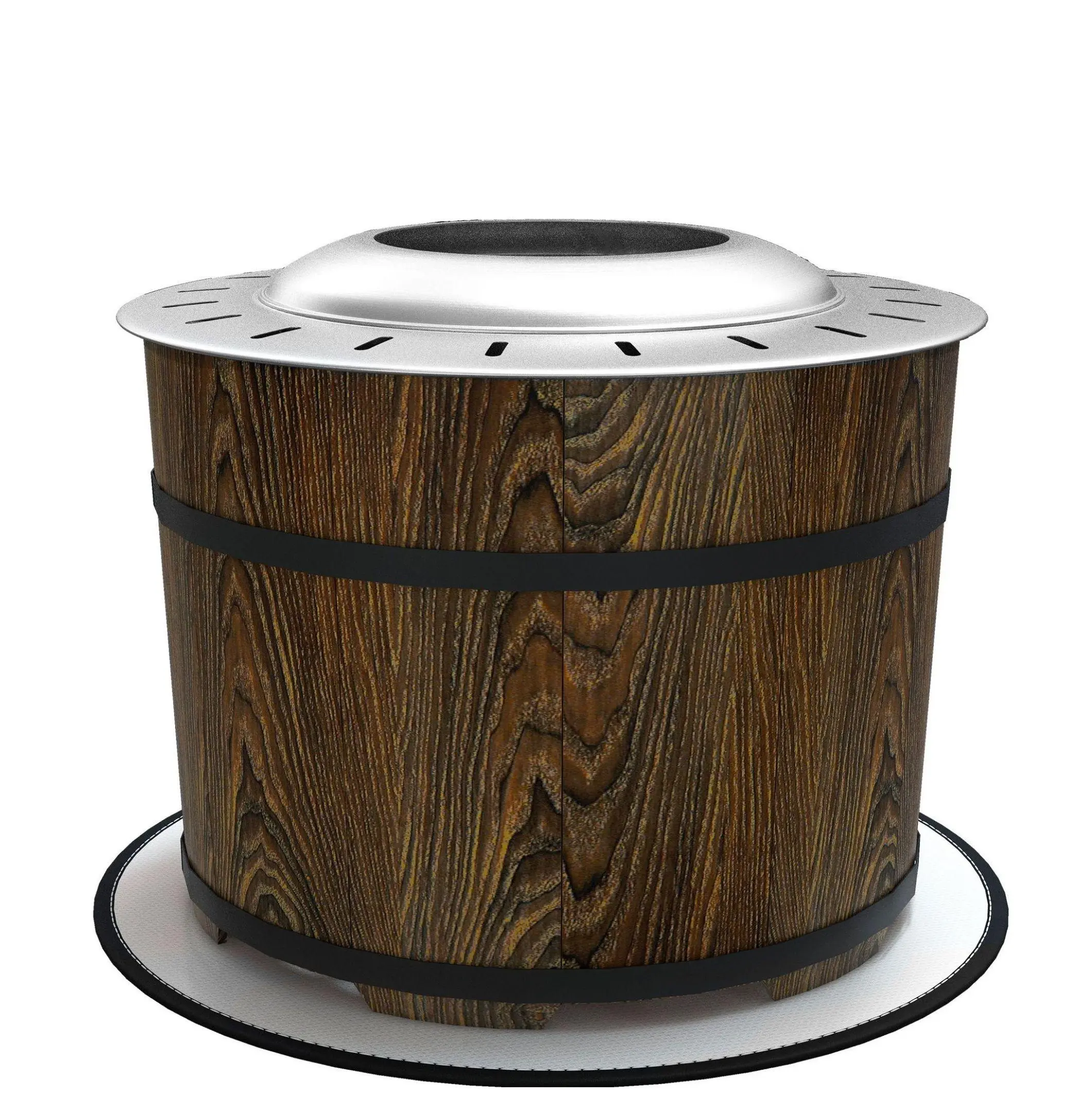 Portable Smokeless Wood Burning Stove with Mat - Brown for Outdoor Use