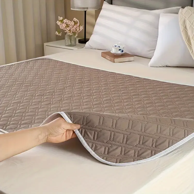Washable Cotton Incontinence Mattress Protector - Leakproof, Quilted Textured Dark Gray, Machine Washable Pads for Adults’ Beds & Bedding, Easy Clean Bed Mats, Home Care Essential