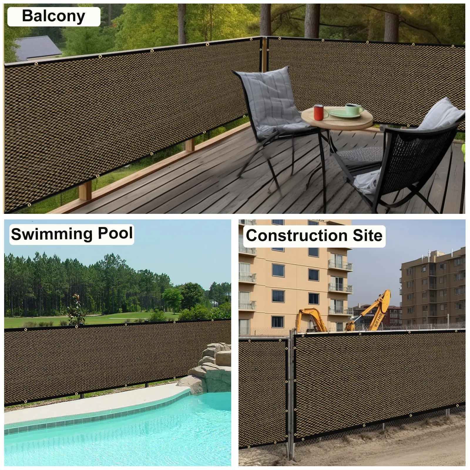 8'X50' Sand-colored HDPE Fence