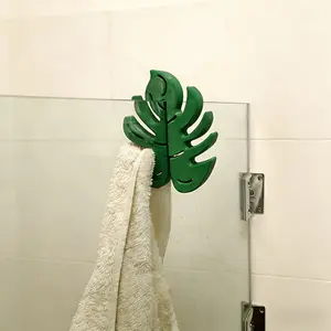 Turtle Leaf No Drill Glass Door Hook Bathroom Towel Hanger Instagram Style Decorative Storage Hook