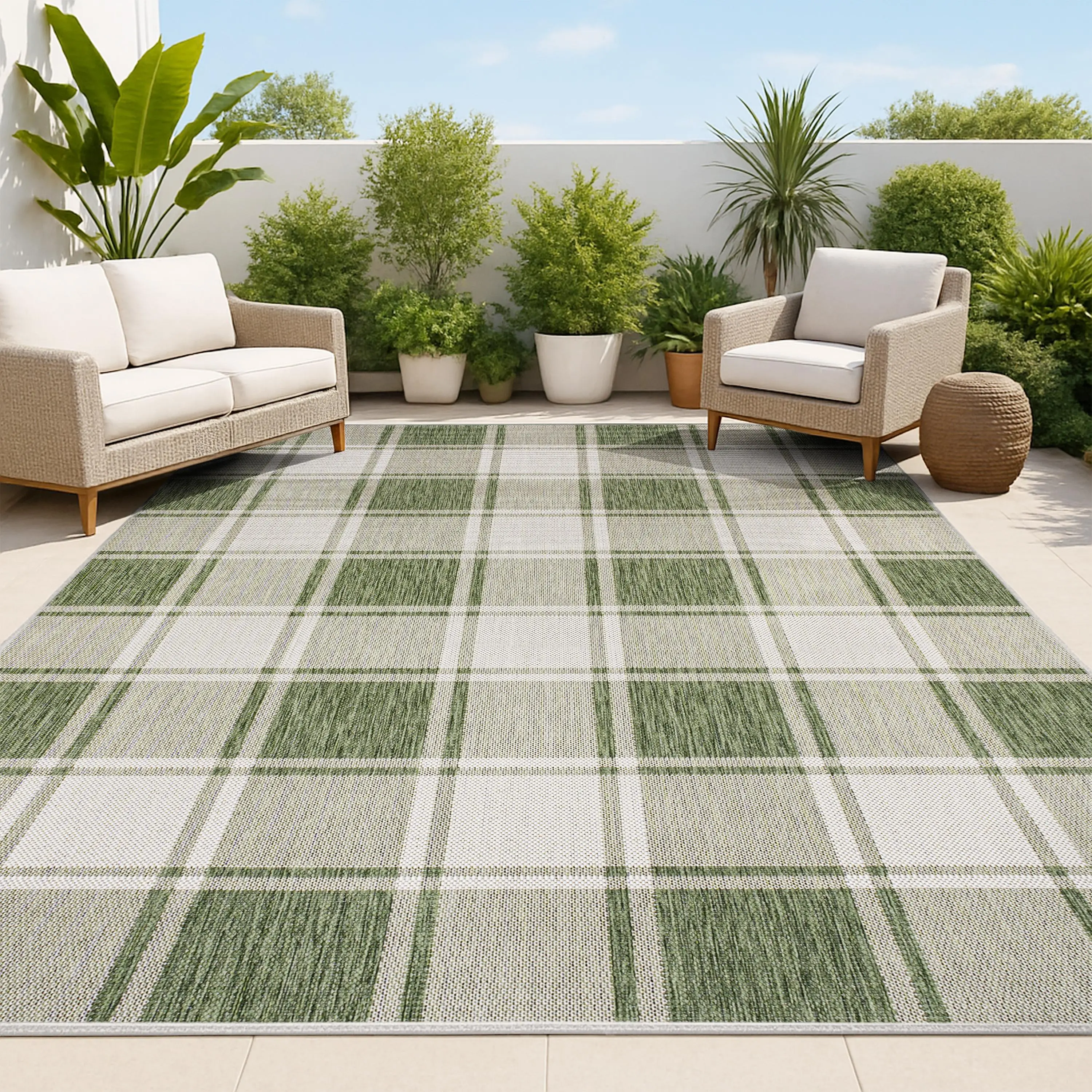 JONATHAN Y Sabine Traditional Farmhouse Bold Gingham Area Rug, Home Decor Rug, Living Room Decor for Kitchen, Bedroom