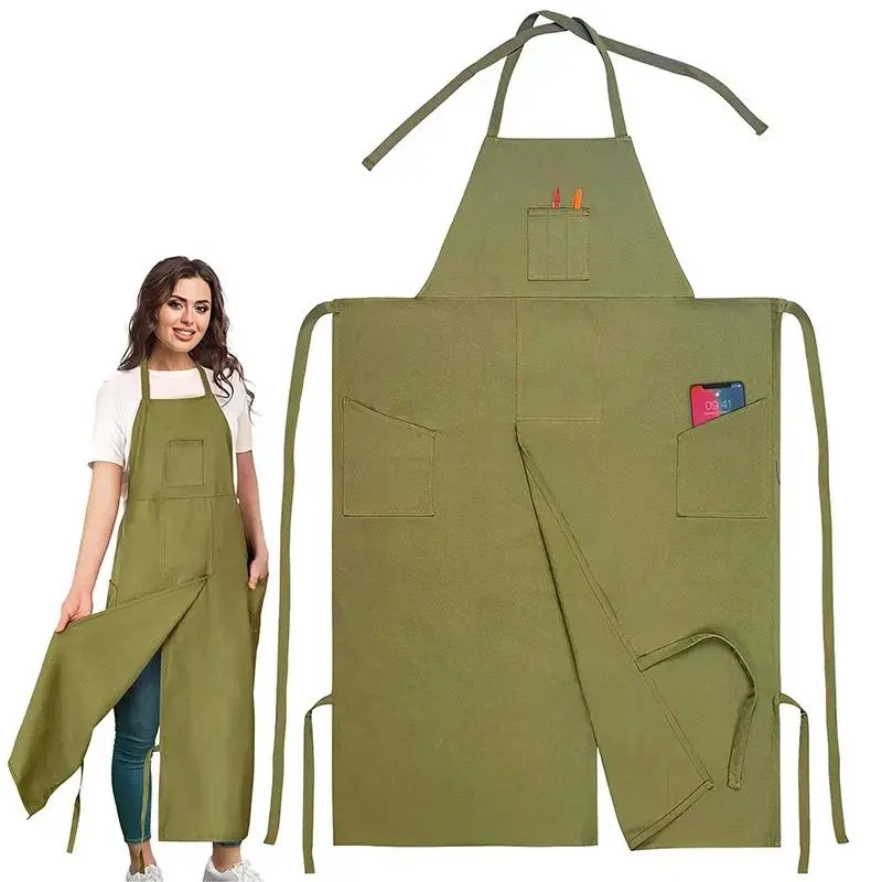 Waterproof Split Apron with Pocket - Durable, Unisex Home Care Supply for Kitchen Cooking, Pottery Painting