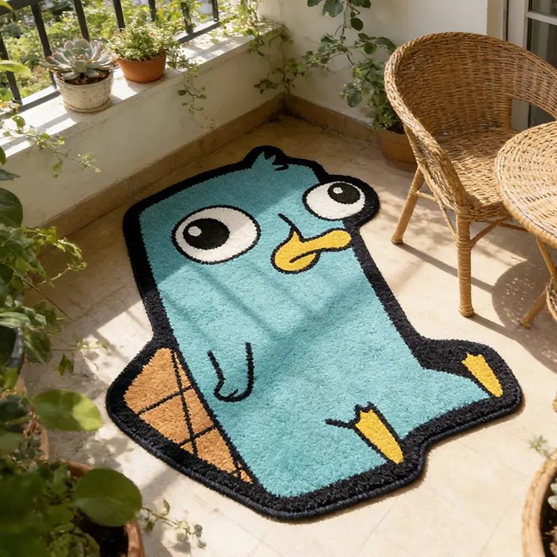Modern Creative Duck Print Carpet, Plush Fluffy Soft Area Rug for Living Room Bedroom Balcony, Easy Care Large Area Mat, Fashionable Casual Style, Animal Printed Rug, Modern Indoor Floor Rug, Cozy Area Rug