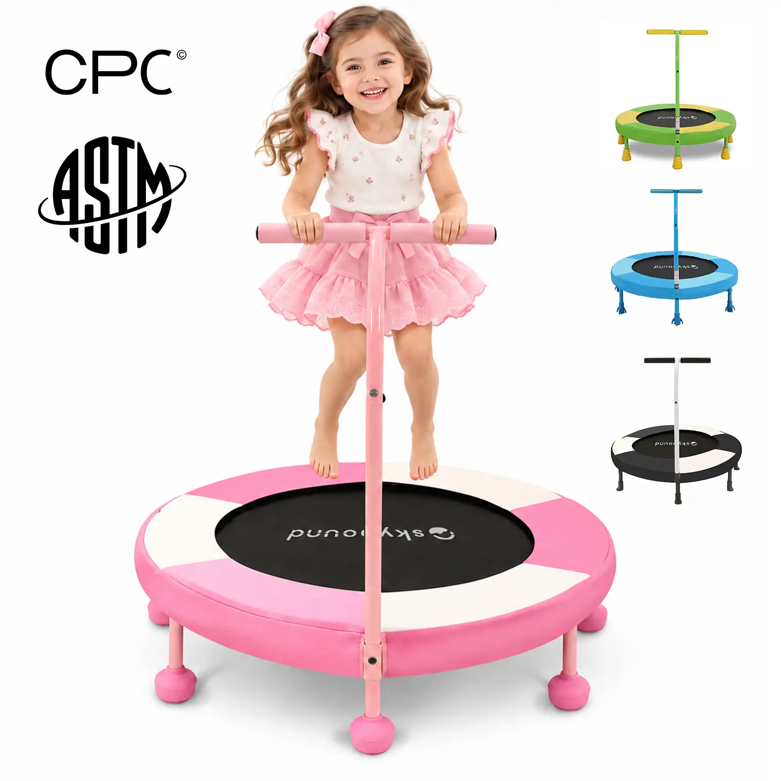 SkyBound 36-inch indoor and outdoor baby trampoline - Suitable for children over 3 years old, featuring an upgraded 2.0mm steel frame, with adjustable handles, balance support and spiral springs - Children's leisure toy, birthday gift, backyard trampoline