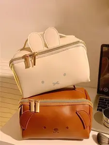 1pc  Handheld makeup bag with cute design, multifunctional storage bag, zipper closure, fashionable and versatile, simple and trendy, suitable for commuting, business travel, Travel Cosmetic Bags, portable women's makeup bag