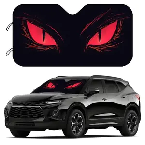 Cute Night Eye Car Sun Visor, UV Protection, Foldable Polyester, Roll-Up Design, Fits Rvs & Suvs, Universal Fit Windshield Shade