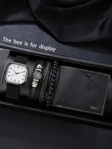 Men's Watch Set, Stylish Analog Wristwatch, Durable Stainless Steel Case, Waterproof Functionality, Ideal Gift for Him, Perfect Accessory for Everyday Use