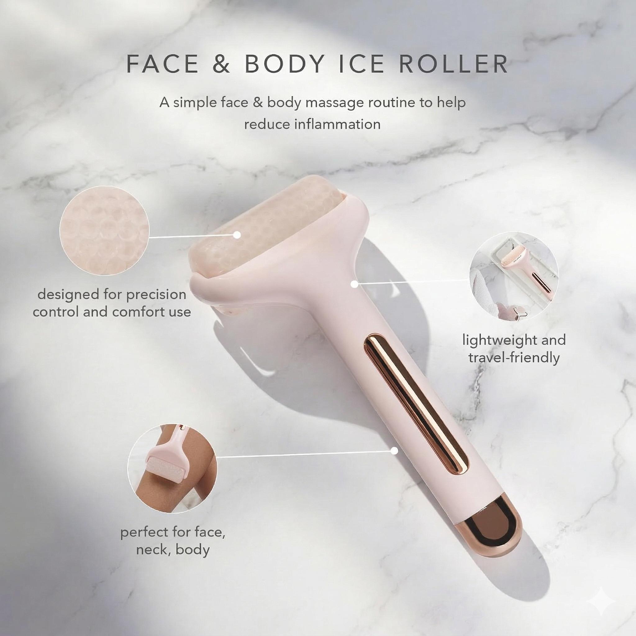 Ice Roller for Face & Body 1.5x Enhanced Cooling Beads Puffy Eyes Redness Reducer Physical Cooling Skin Care Roller for Post-Sun Workout Recovery
