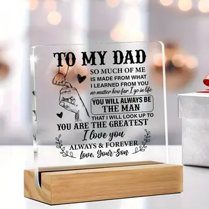 To My Dad Letter Pattern Acrylic Photo Plaque Ornament, Creative Desk Decoration, Meaningful Gift for Dad, Perfect Home & Office Decor, Unique Gift for Dad, Wooden Home Sign, Signs, Decoration Items