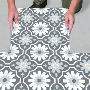 New 20PCS Premium Vinyl Floor Tiles - Floral Peel & Stick Decals with Enhanced Adhesion - Waterproof, Non-Slip, Removable - Perfect for DIY Kitchen and Bedroom Backsplash - Quick-Install, Easy-Clean, Durable Finis