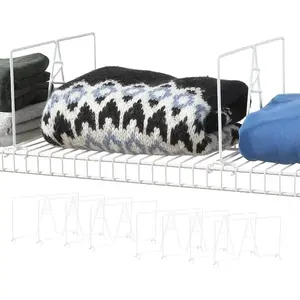 7" H Wire Shelf Dividers, 4-Pack White Closet Shelf Organizer, Metal Shelf Dividers for 12inch Deep Shelves, Sturdy Wire Shelf Accessories for Closet Organization & Storage