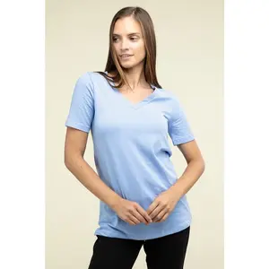 ZENANA Cotton V-Neck Short Sleeve T-Shirts