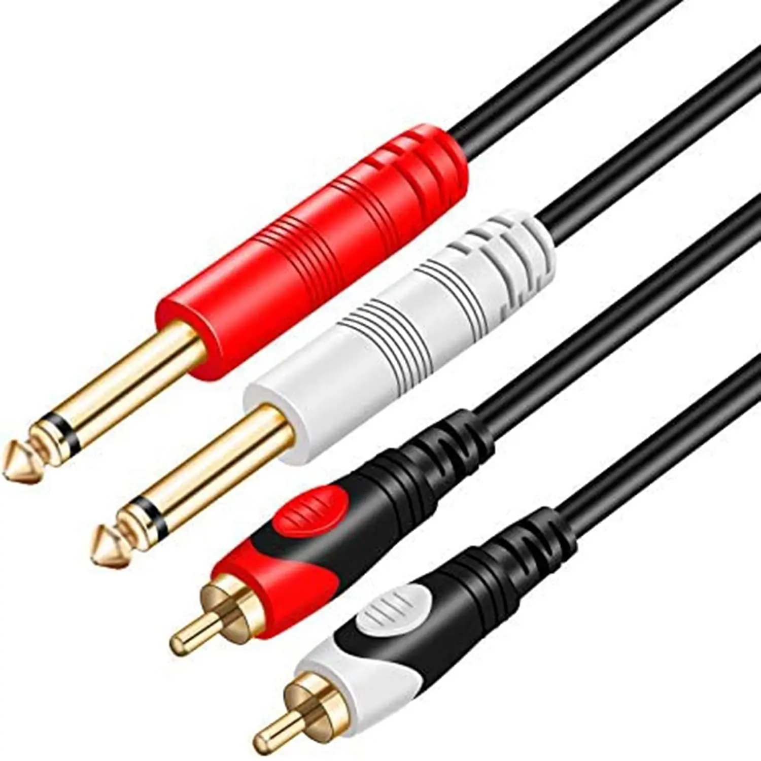 RCA to 1/4  10Ft,Dual 1/4 inch 2 x 6.35mm TS Mono Male Jack to Dual RCA Male Audio , for Phono Microphone Mic Mixer Amplifier,RCA Audio Wire Cords, Interconnect  (3M/10Ft)