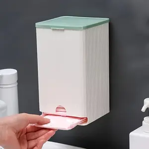 1 No-Drill Tissue Box, Wall-Mounted Sanitary Pad Organizer, Toilet Storage Box, Home Pull-Out Storage Box, Essential for Bathroom, Bedroom, Kitchen, and Office Organization, Home Decor