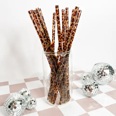 Leopard Iced Coffee Straws (20 Pack) – 9" Reusable Straws | Coffee Bar & Dirty Soda Accessories Stripe