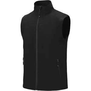 MoFiz Men's Vests Softshell Sleeveless Jacket Windproof Lightweight Golf Vest Running Hiking Cycling 3 Zip Pockets