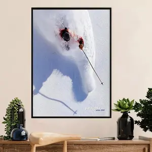 Patagonia Winter 2002 Skier Action Poster Vintage Sport Wall Decor Skiing Art