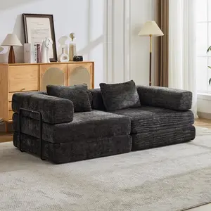 Convertible Sleeper Sofa Bed, Compression Folding Sofa with Pillow, No Assembly Required, Shape Frame, Floor Sofas Lounge Couch for Living Room, Bedroom, Small Spaces