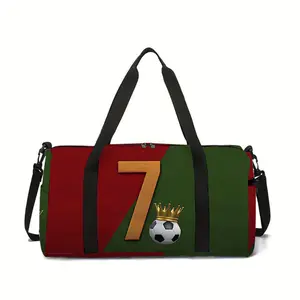 Large Capacity Soccer Print Travel Bag - Durable, Creative Sports Duffel With Shoulder Strap For Men & Women, Polyester, Hand-Washable