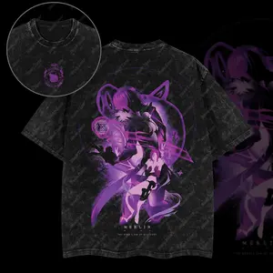 "Gluttony" Merlin 7DS - Seven Deadly Sins Anime Double Printed Oversize Lightweight Acid Washed Graphic Tee Men Cotton Streetwear T-Shirt, Anime lover