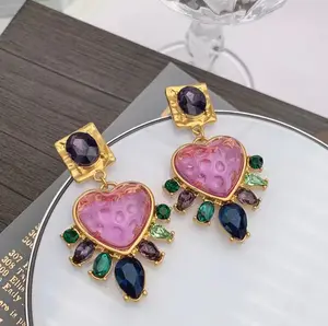 Hand Embroidered Earrings Strawberries, Hearts & Birds