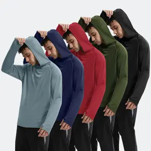 5 Pack Sun Hoodie for Men - UV UPF 50+Fishing Shirts Long  Sleeve Lightweight Tops for Athletic Running Gym Workout