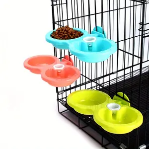 1pc Brighten Up Mealtime for Your Small or Medium Pet with this Colorful Hanging Double Bowl! Hanging Feeder