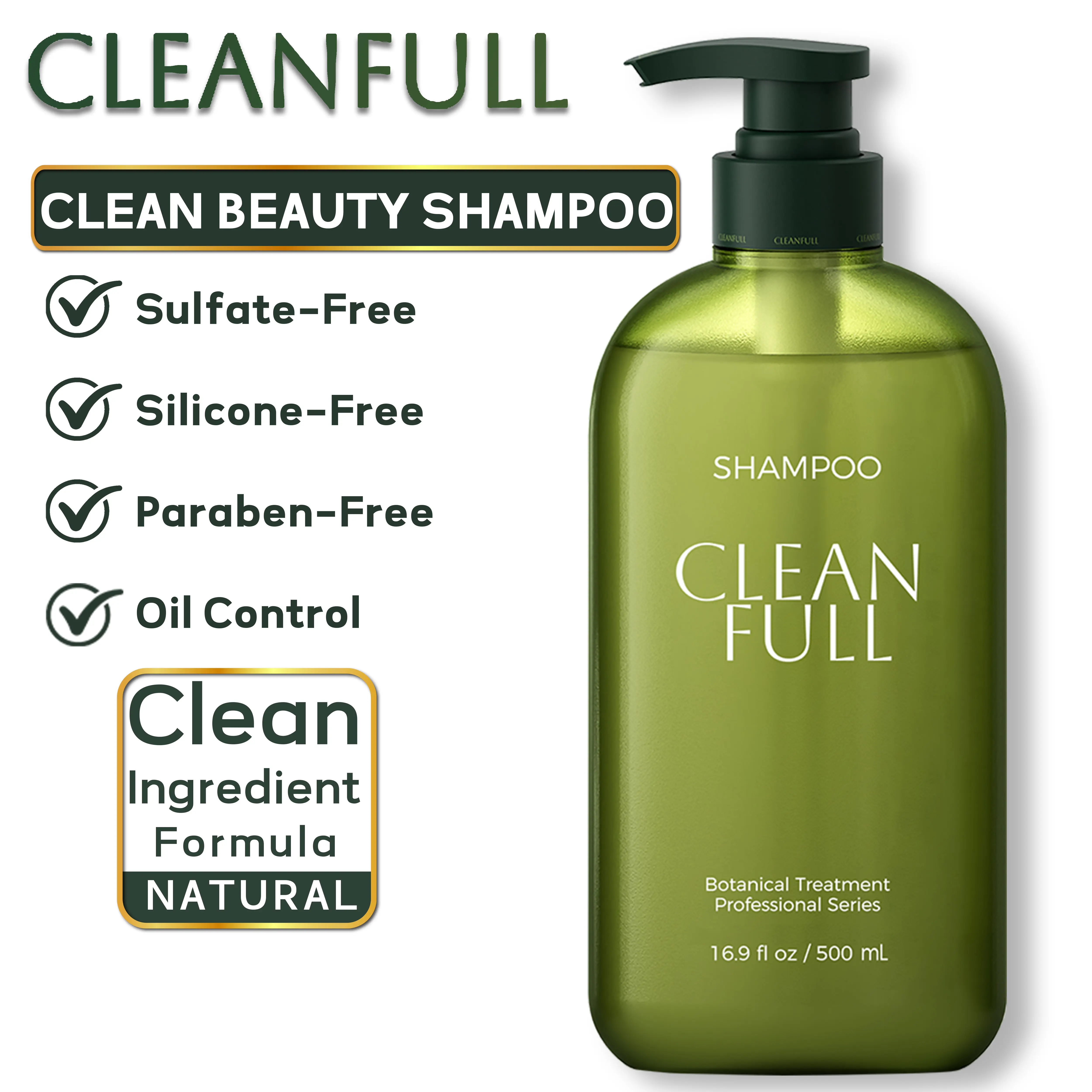 CLEANFULL Greenish Anti Hair Loss Gentle Shampoo for Sensitive Skin ...