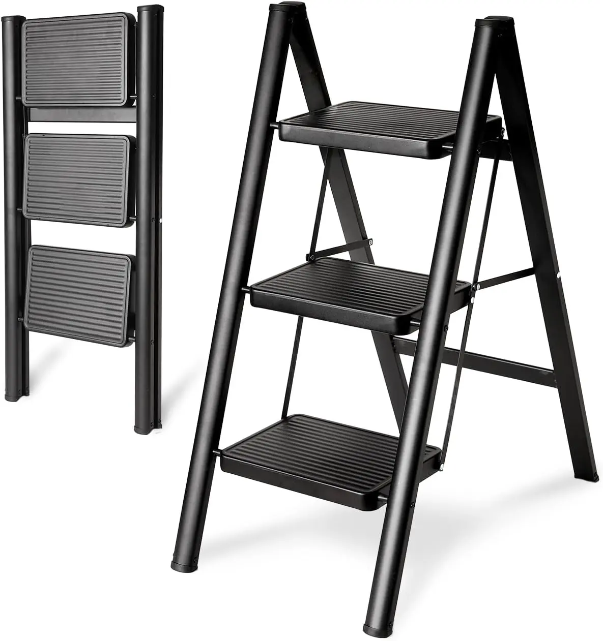 Step Ladder 3 Step Folding, Heavy Duty 330 Lbs Load 3 Step Ladder ...