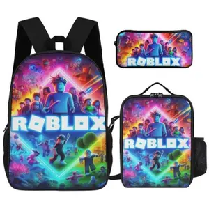 Roblox Backpack With Lunch Box Pencil Case 3 In 1 For Boy Girl Teen Schoolbag Lightweight Large Capacity 600D Oxford Cloth Adjustable Straps Comfortable Mesh Back Cushioning backpack goals-D