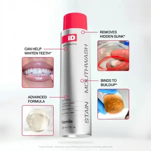 Hismile iD Stain Whitening Mouthwash 237ml | Teeth Whitening, Freshens Breath & Inhibits Bacteria Growth with Essential Oils | Portable for Daily Use | Whiten. Freshen. Deep Clean.