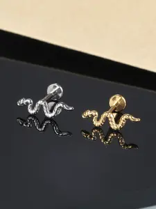 1pc 16g Titanium Labret Piercing Lip Ring, Snake Stud Earring, Punk Style, Cartilage Helix Tragus Piercings, Lobe Jewelry for Women, Labret Studs Replacement