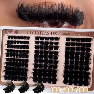 UMIRYAO Russian Lash Extensions Kit 60D+80D+100D/100D+120D+160D/160D+200D+300D Lash Individuals 3D Volume Eyelash Clusters D-Curly Lash Clusters Kit 10-18MM DIY Eyelash Extensions, Individual Lash Clusters, Multi-Type Natural Look