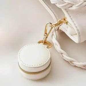 Portable Mini Jewelry Storage Box, Dustproof Round Durable Storage Organizer, Travel Cosmetic Bag, Detachable Zip Handle, for Earrings Rings Lipstick